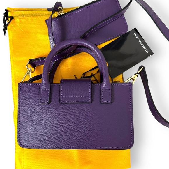 NWT Valentino Crossbody Bag Poppy Bonbonniere Micro Grained Purple Leather Purse - Picture 6 of 16